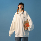 中性風(fēng)2021秋季男女情侶衛(wèi)衣學(xué)院風(fēng)寬松V領(lǐng)外套H641P45女類，女裝衛(wèi)衣/絨衫，電商A341