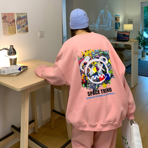 港风新款 卡通涂鸦情侣卫衣女宽松大码外套 H643 P38男类图片