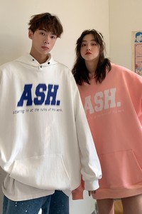 情侣装秋装 潮排扣印花连帽宽松嘻哈情侣卫衣 H705 P68女类图片
