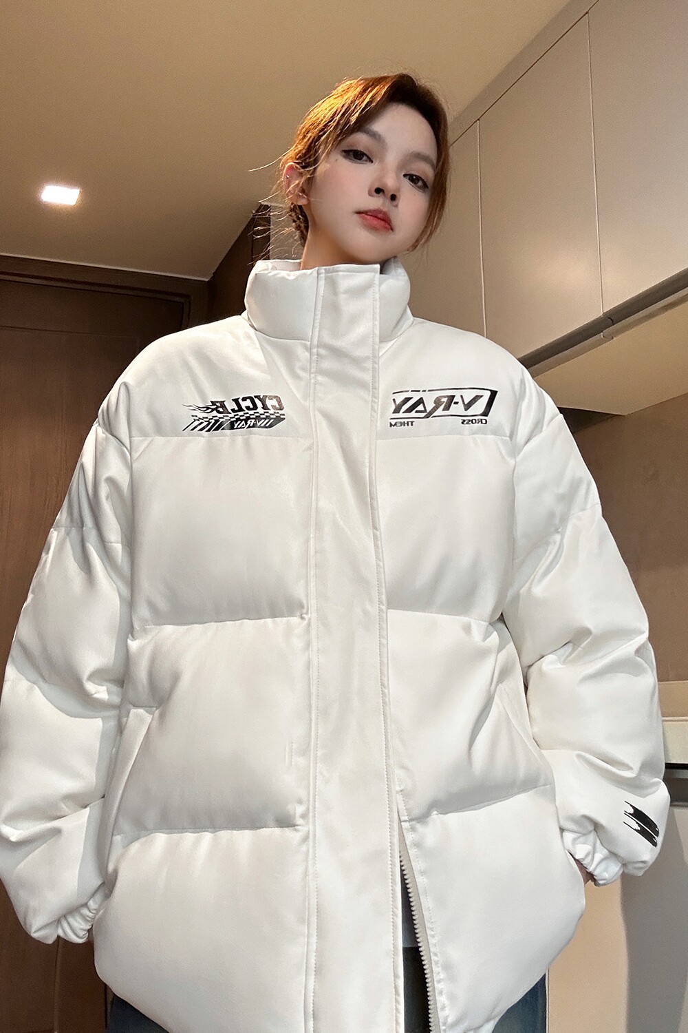 中性风冬装美式印花机车皮棉服PU情侣棉衣面包服外套男女H909P128,男装棉衣,电商A341