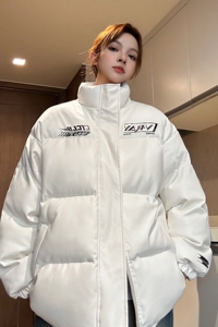 中性风冬装美式印花机车皮棉服PU情侣棉衣面包服外套男女H909P128图片