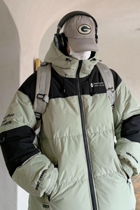 主推 美式撞色工装冲锋衣情侣棉服面包服连帽外套男H911 P138图片