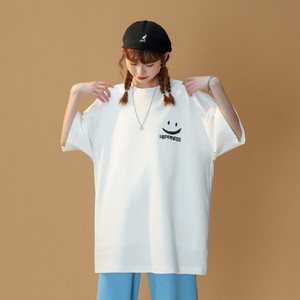 中性风 笑脸印花女夏季宽松 情侣短袖T恤衫 H636 P30男类图片