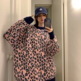 情侣装秋冬新款豹纹提花情侣毛衣针织衫外套H682P78控98女类，女装针织衫/毛衣，电商A341