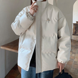 港风冬装美式立领情侣宽松棉服加厚pu皮棉衣外套男H912P128，男装棉衣，电商A341