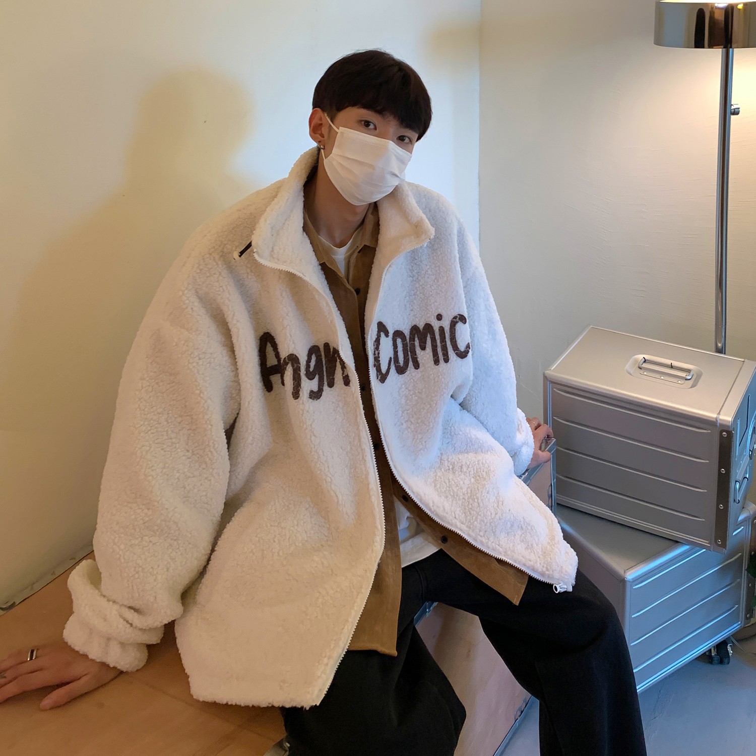 港风冬装羊羔毛印花卡通动漫情侣棉衣加厚外套H685P118男类,男装棉衣,电商A341