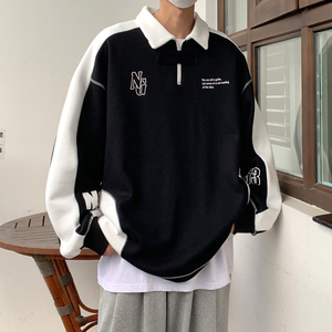 23秋装新品 长袖polo衫运动翻领情侣卫衣宽松学院风 H752 P68 男图片