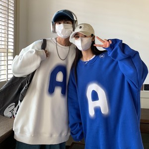 主推 情侣装秋装 美式复古字母印花圆领情侣卫衣外套 H750P48女类图片