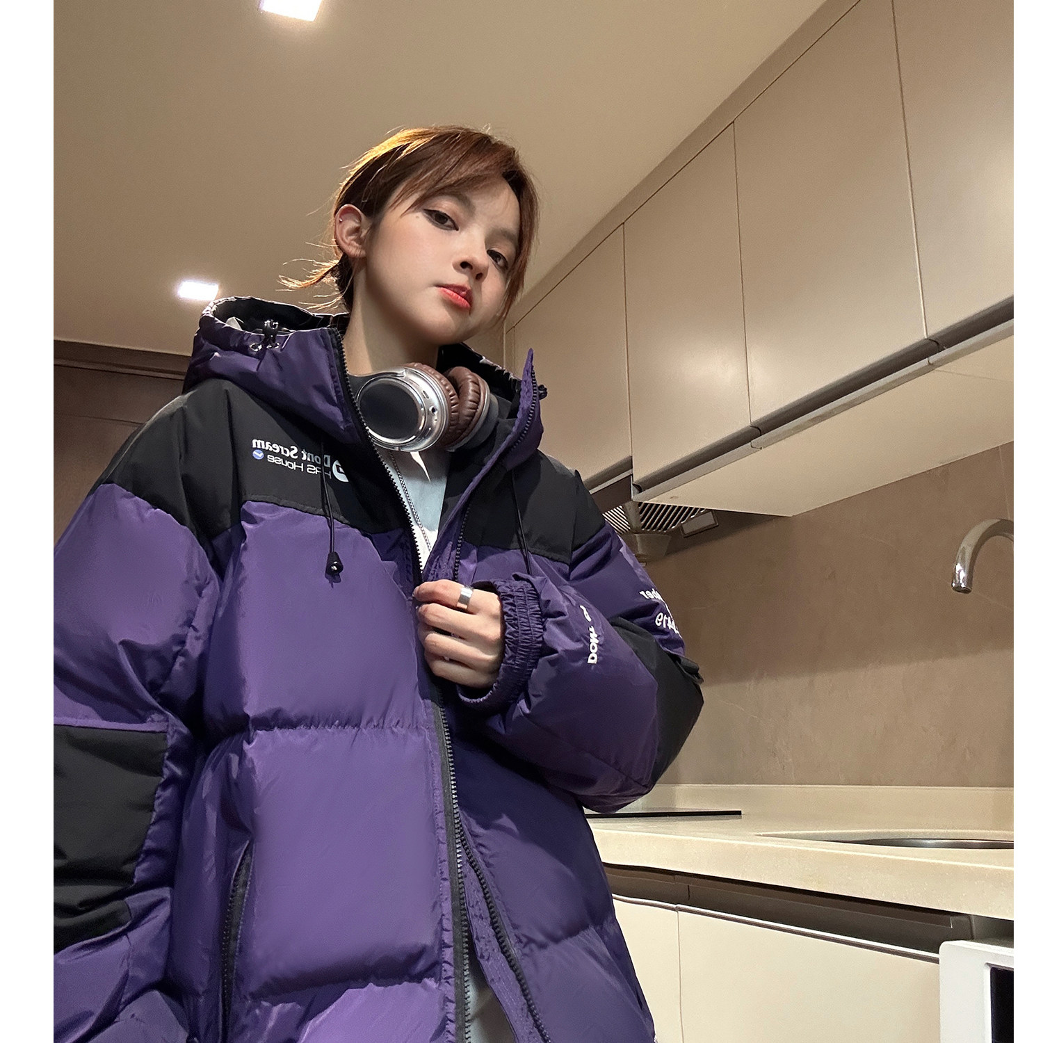 主推美式撞色工装冲锋衣情侣棉服面包服连帽外套男女H911P138,男装棉衣,电商A341