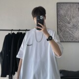 短句22夏季新品腰果花拼接短袖T恤男港风半袖H610P35，男装T恤，电商A341