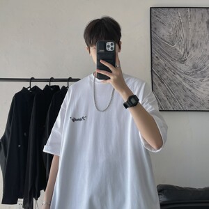 短句 22夏季新品 腰果花拼接短袖T恤男港风半袖 H610 P35图片