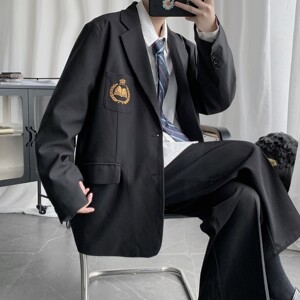 短句 JK服男女刺绣宽松情侣西装港风 学院风外套 H535 P95 男类图片