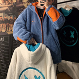 冬装羊羔毛绣花撞色情侣棉衣外套中性加厚棉服H576P128男类，男装棉衣，电商A341