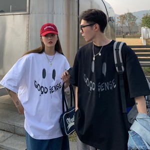 情侣装夏装 字母印花笑脸情侣短袖T恤衫上衣大码 H730 P30 女类图片