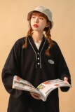 中性风2022春季男女情侣卫衣学院风宽松V领外套H641P45男类，女装卫衣/绒衫，电商A341