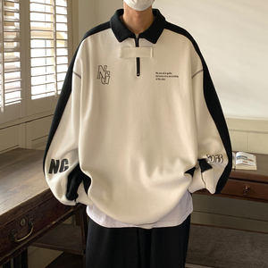 23秋装新品 长袖polo衫运动翻领情侣卫衣宽松学院风 H752 P68 男图片