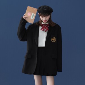 中性风 JK服 刺绣情侣休闲西装 学院风西服外套女 H535 P95 女类图片