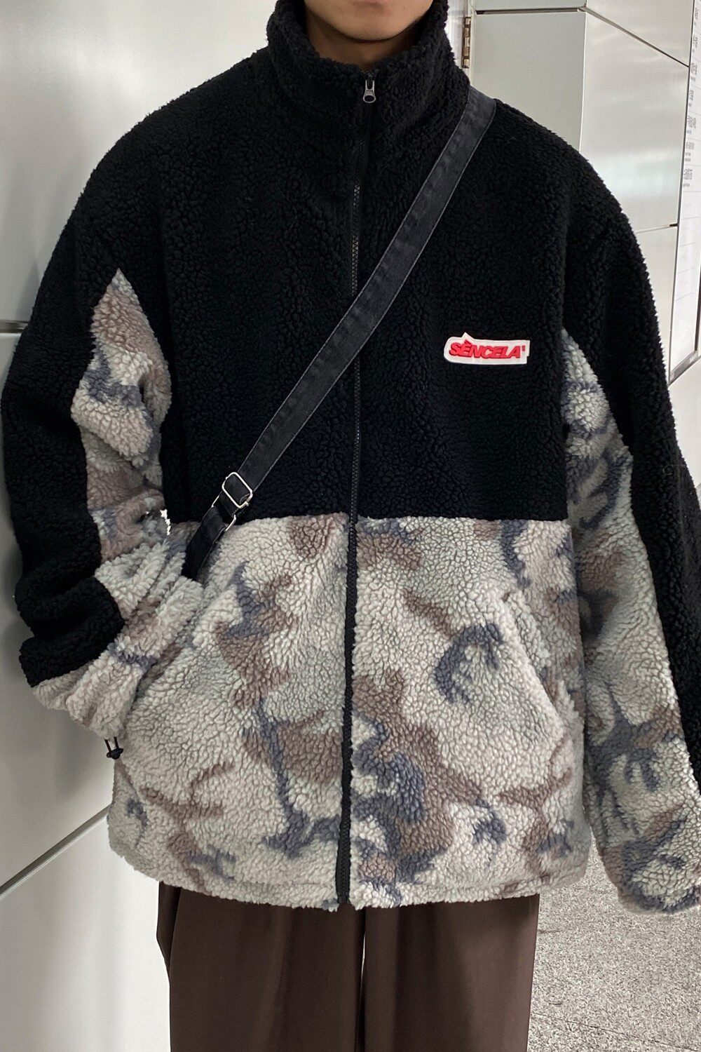 冬装新品羊羔毛拼接情侣棉服ins外套宽松H593P118男类,男装棉衣,电商A341