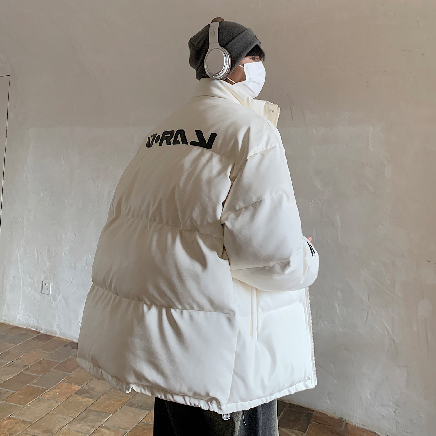 情侣装冬装美式印花机车皮棉服PU情侣棉衣面包服外套男H909P128,男装棉衣,电商A341