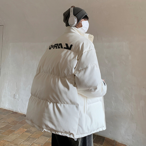 情侣装冬装 美式印花机车皮棉服PU情侣棉衣面包服外套男 H909P128图片