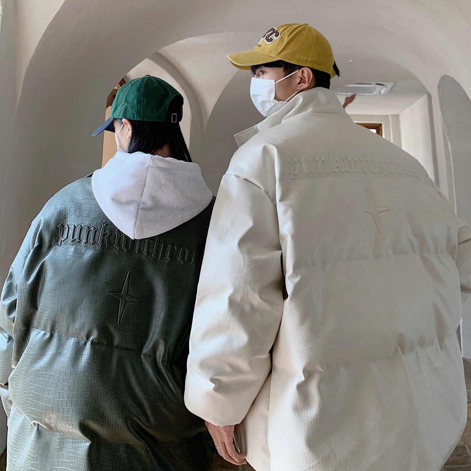 情侣装冬装 美式立领情侣宽松棉服加厚pu皮棉衣外套男H912 P128图片