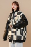 中性风春装潮牌黑白格棒球服情侣夹克外套H684P118控148女，男装夹克，电商A341