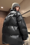 冬装新品美式印花机车皮棉服PU情侣棉衣面包服外套男女H909P128，男装棉衣，电商A341