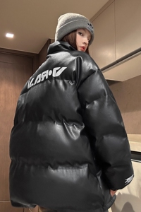 冬装新品 美式印花机车皮棉服PU情侣棉衣面包服外套男女 H909P128图片