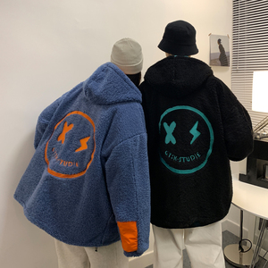 情侣装冬装 羊羔毛绣花撞色情侣棉衣外套棉服 H576 P128 男类图片