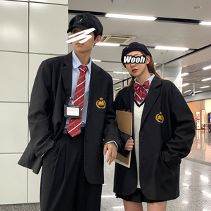 情侣装秋装 JK服男女刺绣宽松情侣西装 学院风外套 H535 P95 女类图片