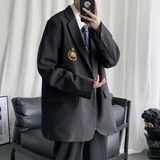 短句JK服男女刺绣宽松情侣西装港风学院风外套H535P95男类，男装西服，电商A341