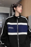 春装美式复古机车服拼接鹿皮绒夹克外套上衣男女H889P108，男装夹克，电商A341