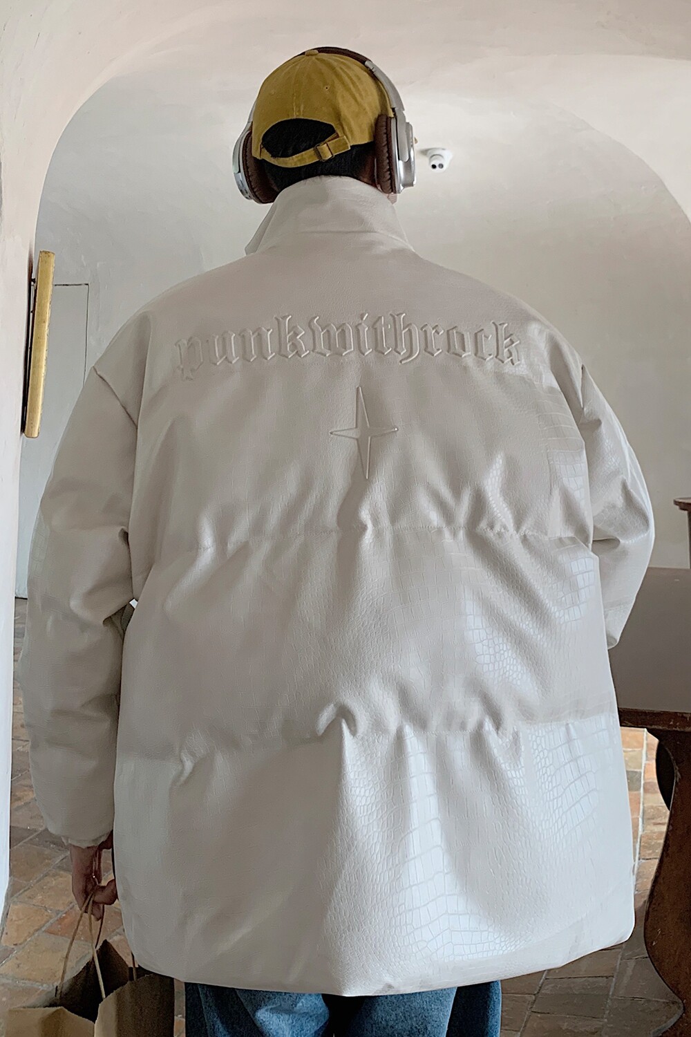 港风冬装美式立领情侣宽松棉服加厚pu皮棉衣外套男H912P128,男装棉衣,电商A341
