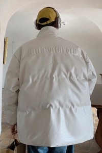 港风冬装 美式立领情侣宽松棉服加厚pu皮棉衣外套男H912 P128图片