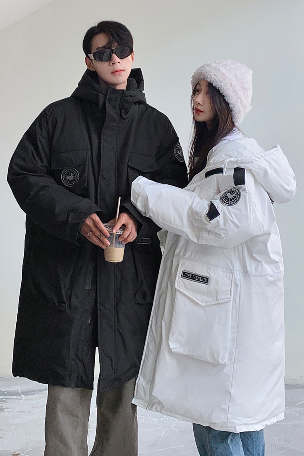 冬装新品美式工装中长款棉服情侣连帽棉衣宽松外套男H915P168,男装棉衣,电商A341