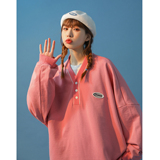 中性風(fēng)2021秋季男女情侶衛(wèi)衣學(xué)院風(fēng)寬松V領(lǐng)外套H641P45女類，女裝衛(wèi)衣/絨衫，電商A341