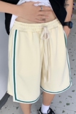 A341港风织带拼接撞色宽松休闲运动短裤五分裤男HK04P38控48，男装休闲裤，电商A341
