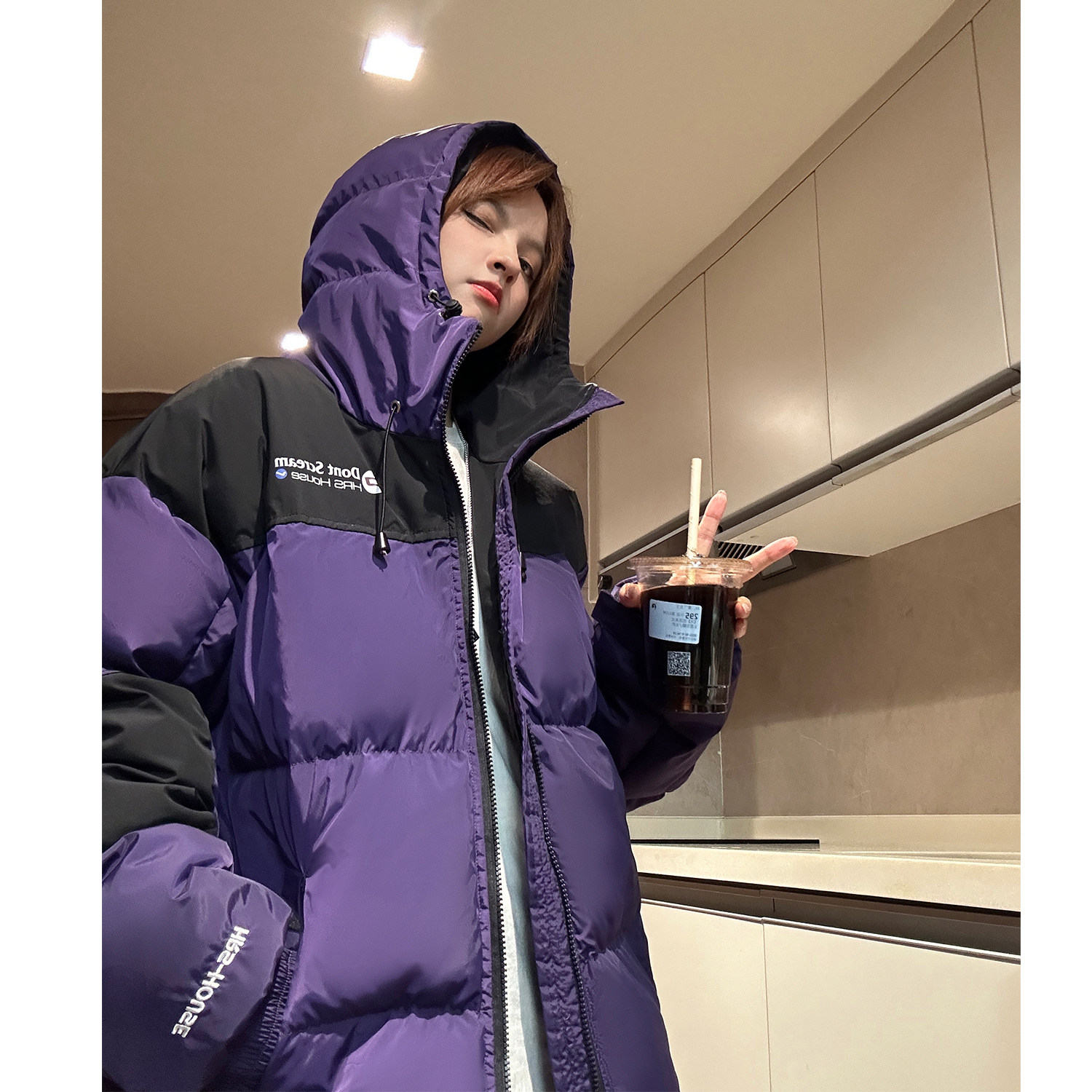 主推美式撞色工装冲锋衣情侣棉服面包服连帽外套男女H911P138,男装棉衣,电商A341