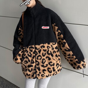 冬装新品羊羔毛拼接情侣棉服ins外套宽松H593P118男类,毛衣搭配牛仔裙技巧图片