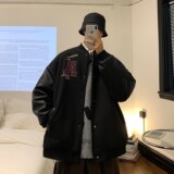 2023秋装毛呢拼接PU皮棒球服夹克情侣外套H572P118男类，男装夹克，电商A341