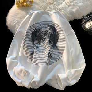 平铺 秋装新品 水洗做旧卡通动漫情侣卫衣大码外套H751P58 男类图片