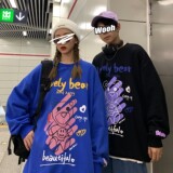 2024春装涂鸦熊印花圆领情侣卫衣外套H556P38男类，男装卫衣，电商A341