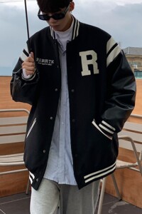 主推 春装 pu皮拼接毛巾绣棒球服夹克外套潮 H686 P118男类图片