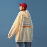 中性风秋装彩虹弹幕字母印花连帽开衫卫衣外套H668P65女类，女装卫衣/绒衫，电商A341