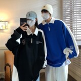 情侣装秋装长袖polo衫运动翻领情侣卫衣宽松学院风H752P68女，女装卫衣/绒衫，电商A341