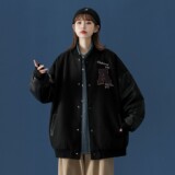中性风宽松新款PU皮拼接呢料棒球服情侣外套H572P118男类，男装夹克，电商A341