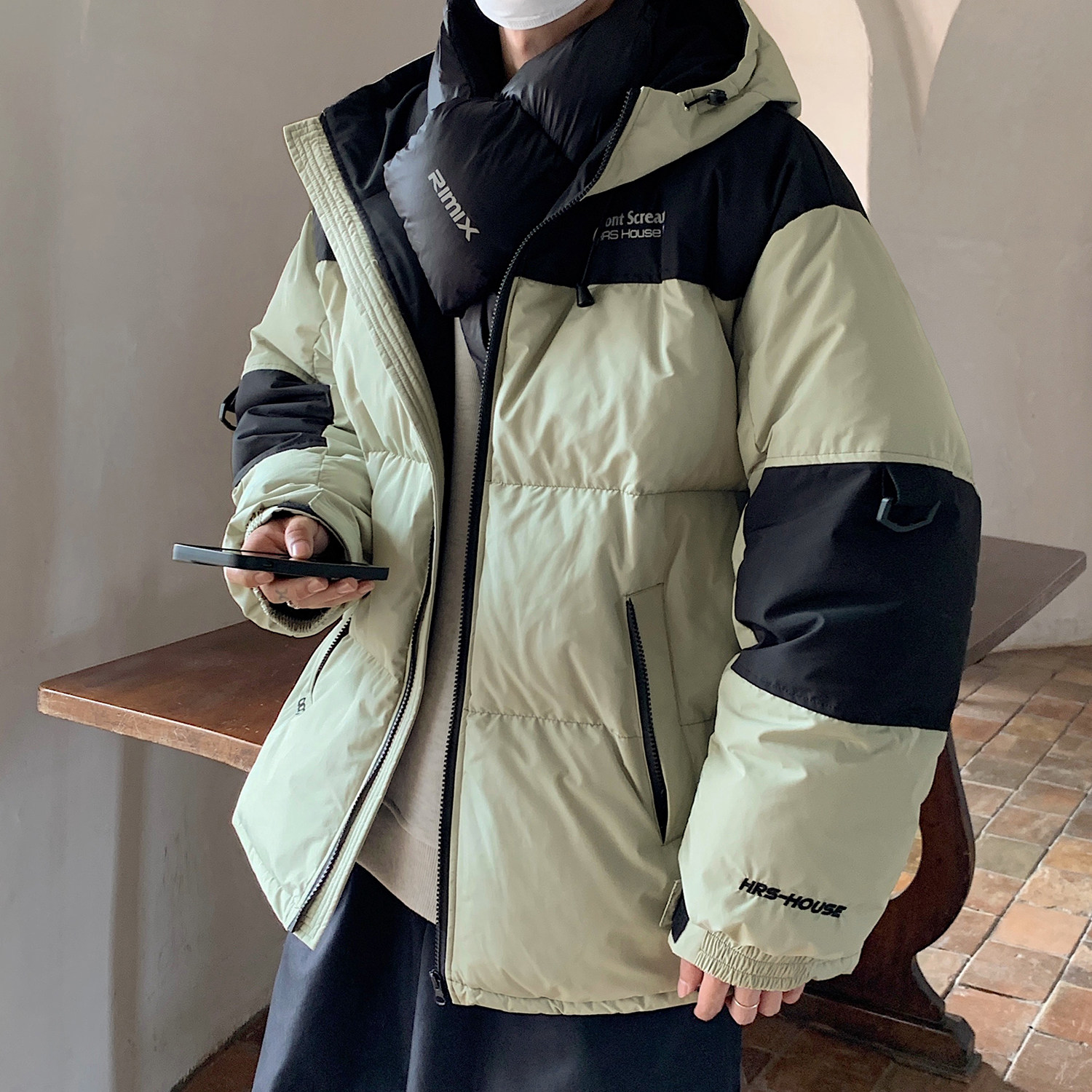 主推美式撞色工装冲锋衣情侣棉服面包服连帽外套男H911P138,男装棉衣,电商A341