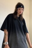 中性夏装复古水洗做旧渐变情侣短袖T恤印花宽松H707P38女类，女装T恤，电商A341