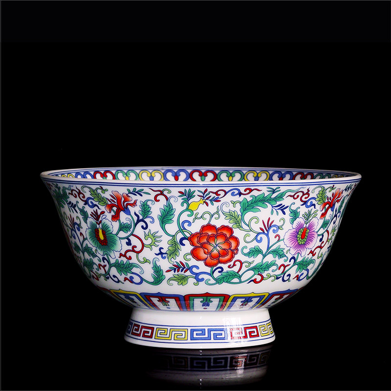 陶瓷碗盘仿古斗彩万花图骨瓷餐具