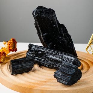 天然黑碧玺原石托玛琳电气石摆件矿石标本宝石奇石水晶毛料矿石